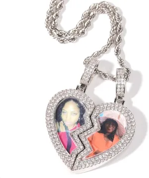 Custom Photo Necklace for Women Men Memory Gifts Round & Angel Wing &Heart-Shaped Personalized Picture Pendants Chain Engraving Any Text Hip Hop Jewelry