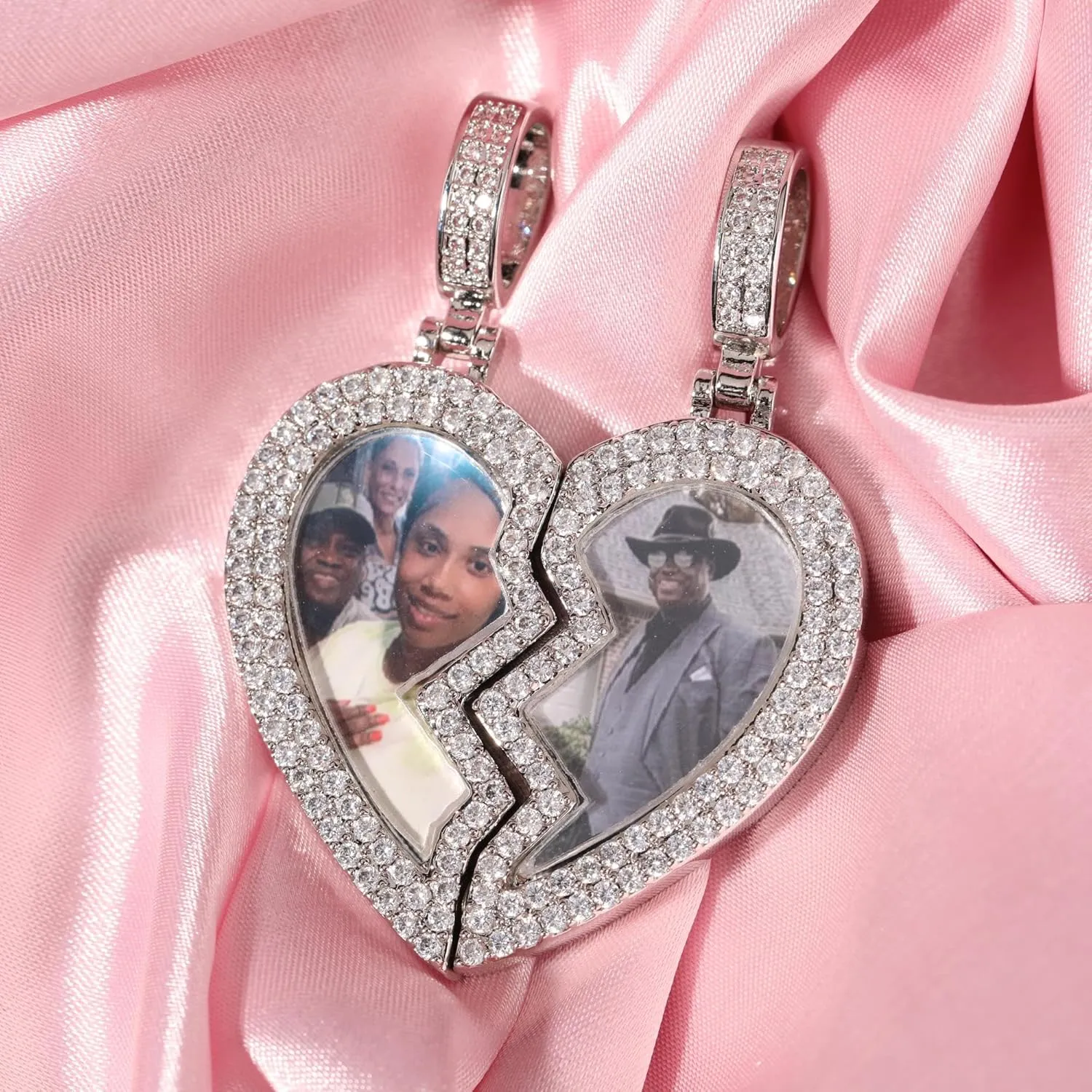 Custom Photo Necklace for Women Men Memory Gifts Round & Angel Wing &Heart-Shaped Personalized Picture Pendants Chain Engraving Any Text Hip Hop Jewelry
