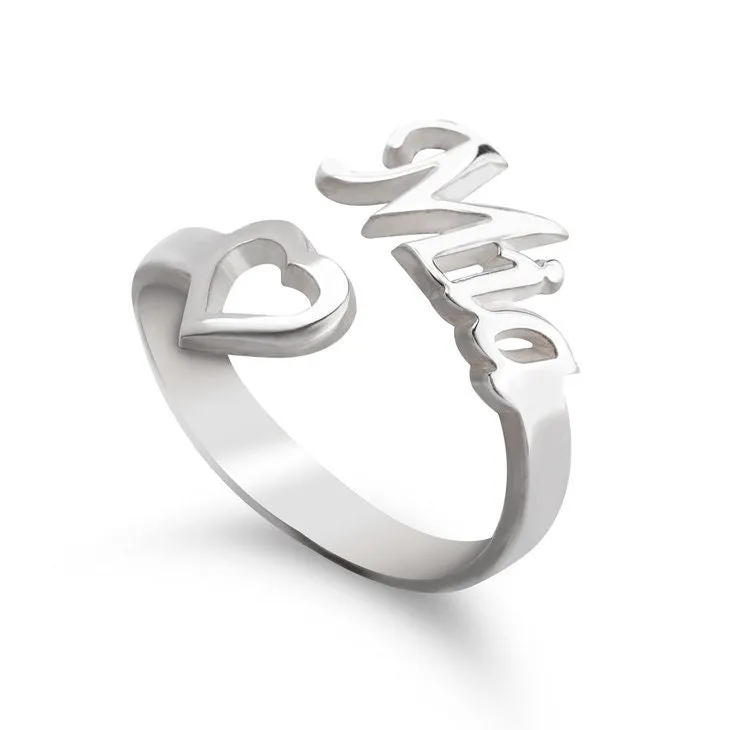 Cutout Heart Name Ring, Personalized Mother&#39;s Day Gift,Graduation Gift,Birthday gift,Engagement/Anniversary gift,Valentine gift,Gift for HER