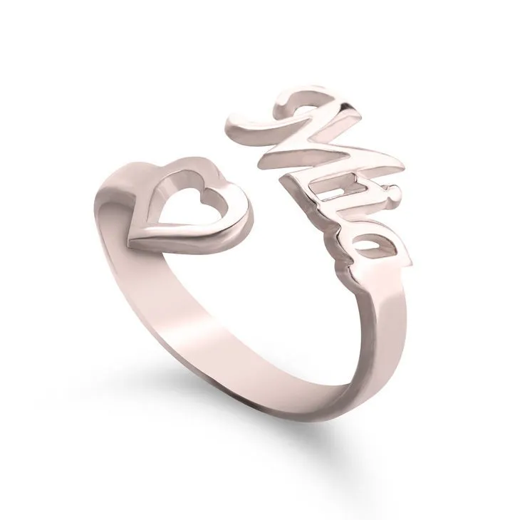 Cutout Heart Name Ring, Personalized Mother&#39;s Day Gift,Graduation Gift,Birthday gift,Engagement/Anniversary gift,Valentine gift,Gift for HER