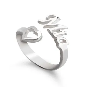Cutout Heart Name Ring, Personalized Mother&#39;s Day Gift,Graduation Gift,Birthday gift,Engagement/Anniversary gift,Valentine gift,Gift for HER