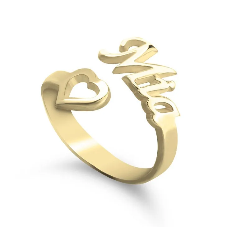 Cutout Heart Name Ring, Personalized Mother&#39;s Day Gift,Graduation Gift,Birthday gift,Engagement/Anniversary gift,Valentine gift,Gift for HER
