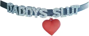 Daddy's Slut Choker Necklaces,Rhinestone DDLG Chokers For Women Honey Princess Hotwife,Cute Sexy Dad Adult Collar For Girls,Letters Artifical Crystal Necklace,Faux Leather Rhinestone Daddy Chokers Jewelry