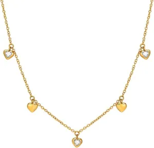Dainty CZ Heart Choker Necklace for Women Minimalist 14k Gold Plated Stainless Steel Crystal Love Heart Shaped Pendant Statement Chain Adjustable Choker Necklaces Fashion Jewelry for Her Bff