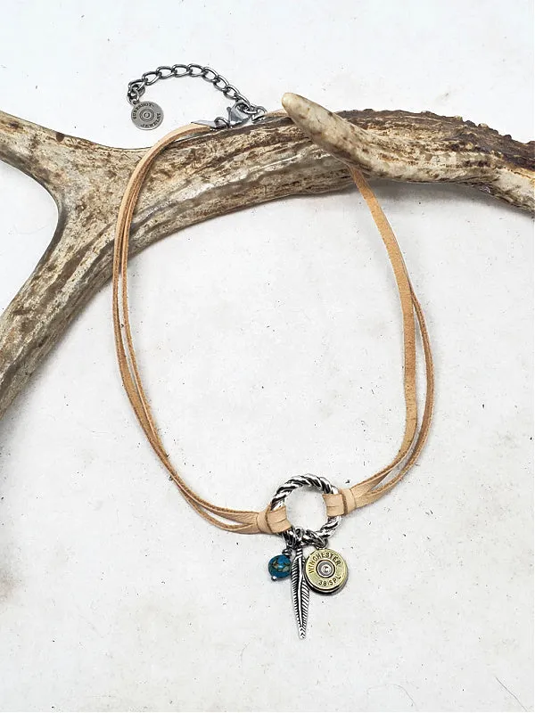 Deerskin Lace Bullet Choker Necklace