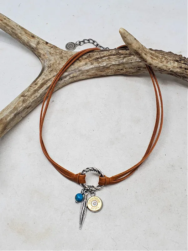 Deerskin Lace Bullet Choker Necklace