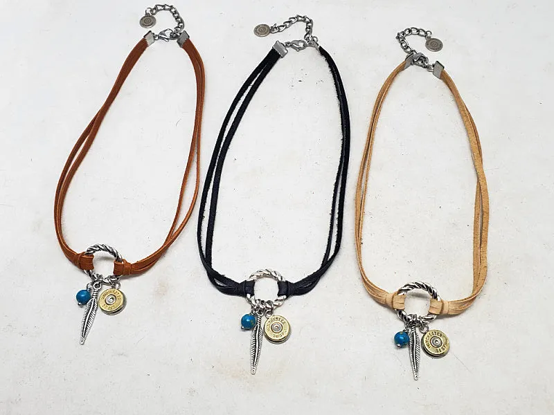 Deerskin Lace Bullet Choker Necklace