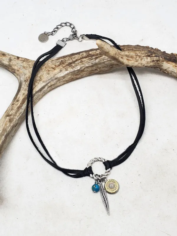Deerskin Lace Bullet Choker Necklace