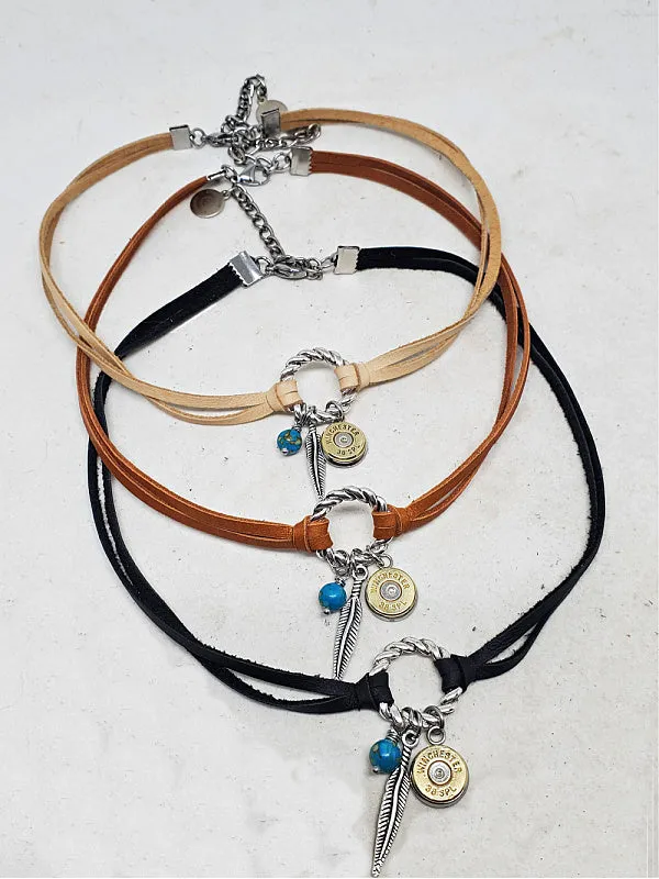 Deerskin Lace Bullet Choker Necklace