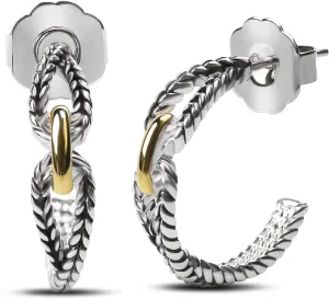Designer Two Toned Eternity Hoop Earrings 18K Gold Plated Wheat Ear Hoop Earrings for Women Gift
