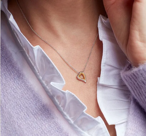 Desire Love Story Silver & Gold Heart Necklace
