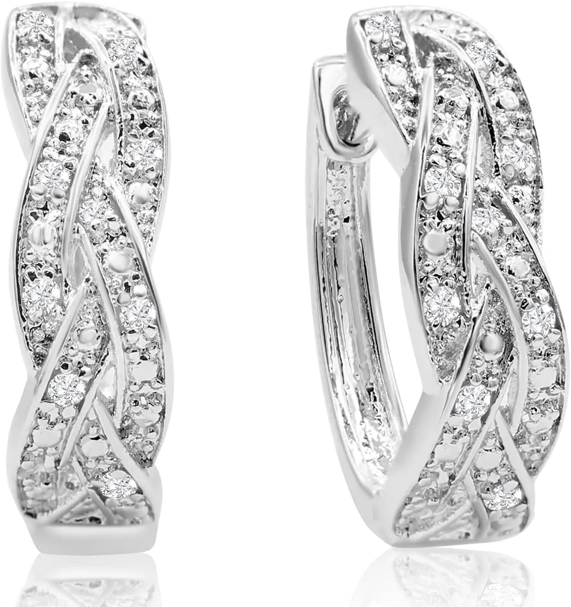 Diamond Hoop Earrings For Women, Diamond Hoop Earrings In Sterling Silver For Women, Large Diamond Hoops For Women