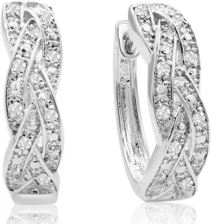 Diamond Hoop Earrings For Women, Diamond Hoop Earrings In Sterling Silver For Women, Large Diamond Hoops For Women