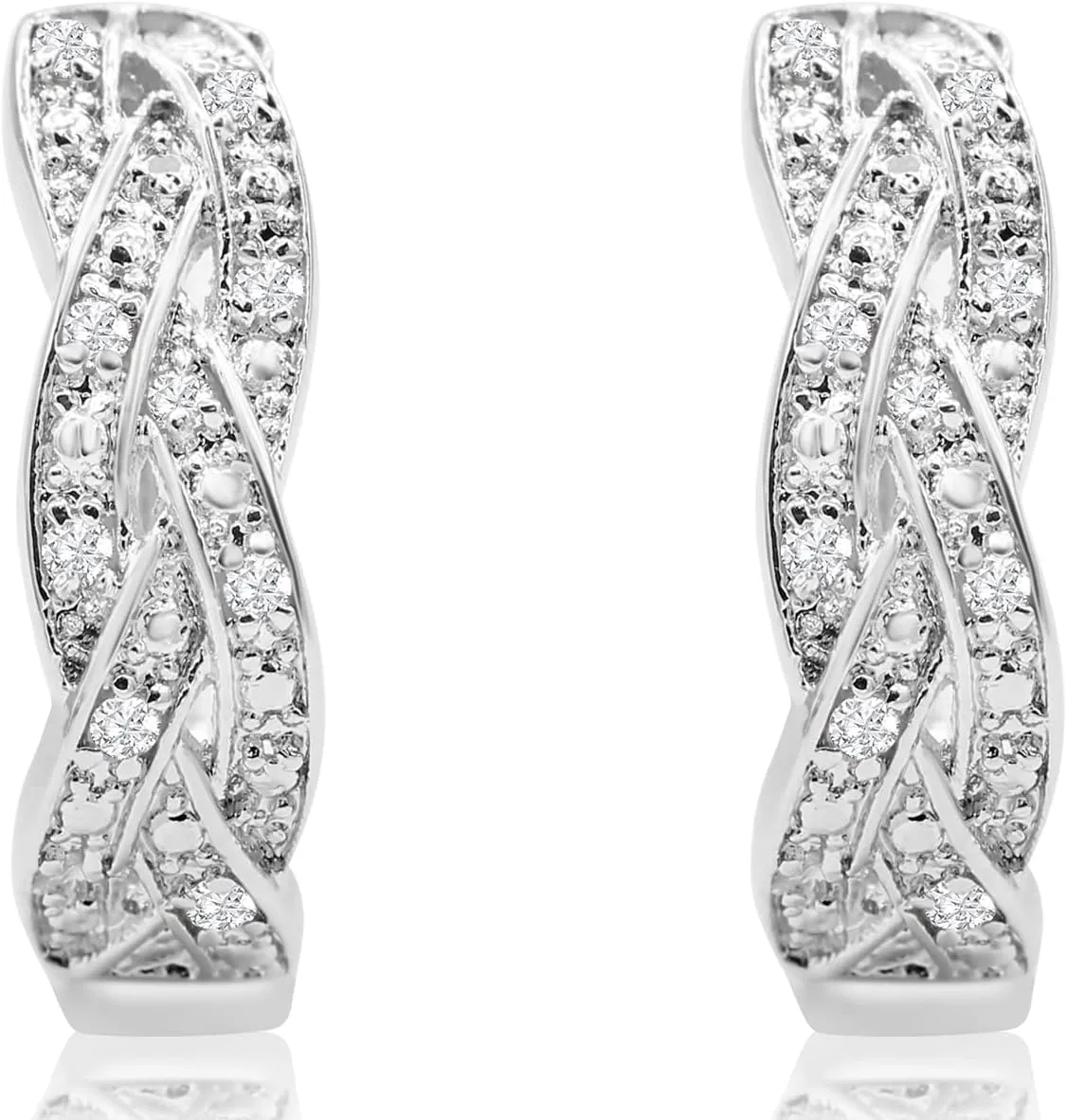 Diamond Hoop Earrings For Women, Diamond Hoop Earrings In Sterling Silver For Women, Large Diamond Hoops For Women