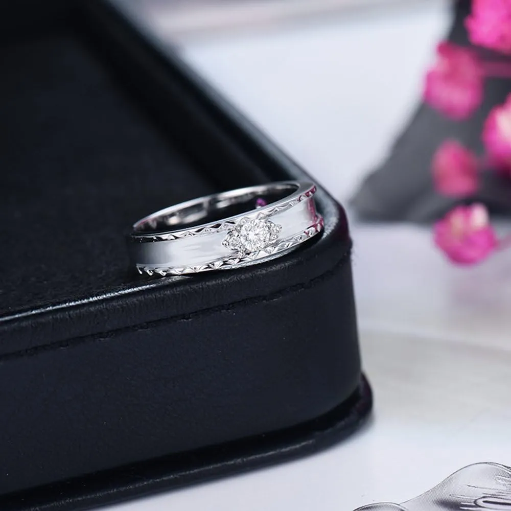 Diamond Ring, 18K White Gold Rings - Real Diamond Rings For Women, Natural Diamond Engagement Rings For Women & Brilliant Diamond Wedding Band For Ladies