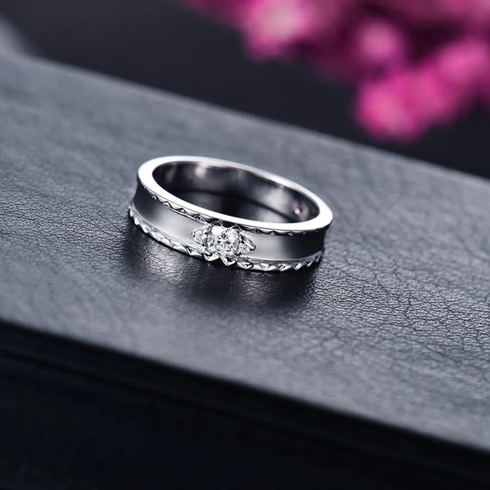 Diamond Ring, 18K White Gold Rings - Real Diamond Rings For Women, Natural Diamond Engagement Rings For Women & Brilliant Diamond Wedding Band For Ladies