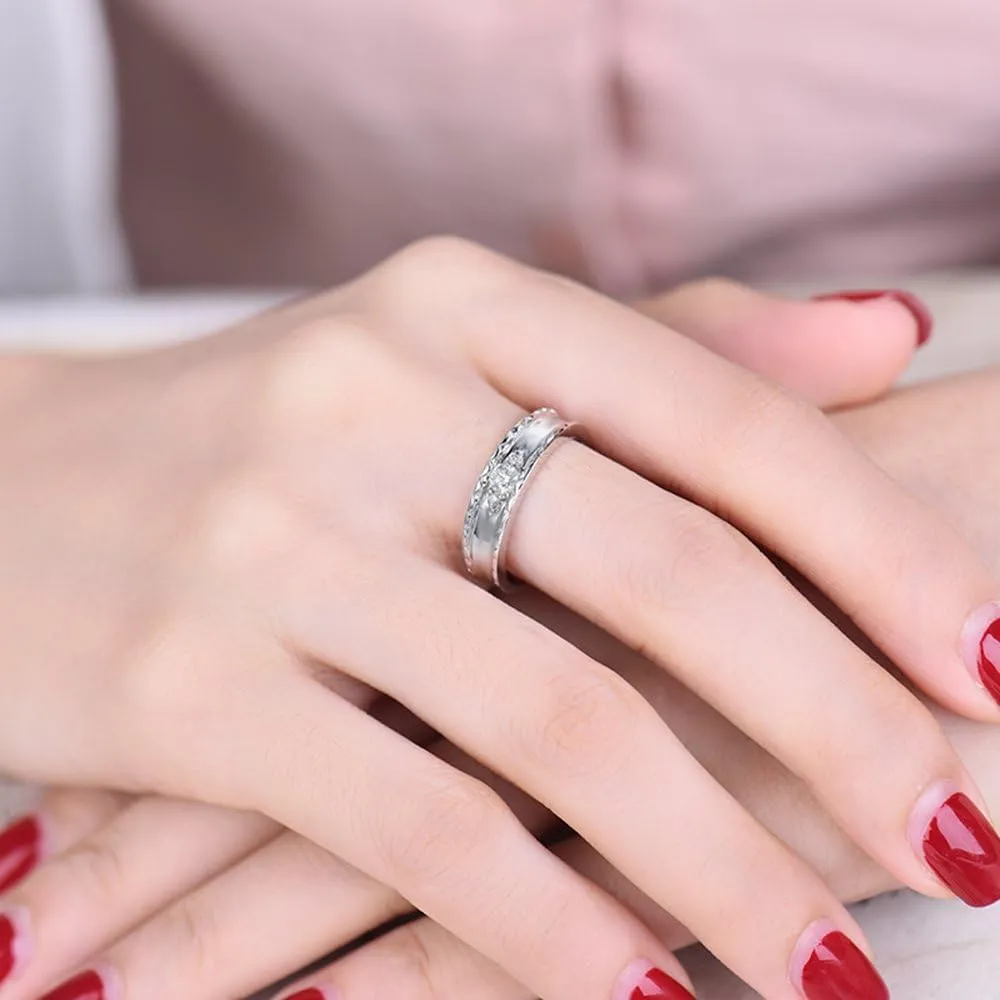 Diamond Ring, 18K White Gold Rings - Real Diamond Rings For Women, Natural Diamond Engagement Rings For Women & Brilliant Diamond Wedding Band For Ladies