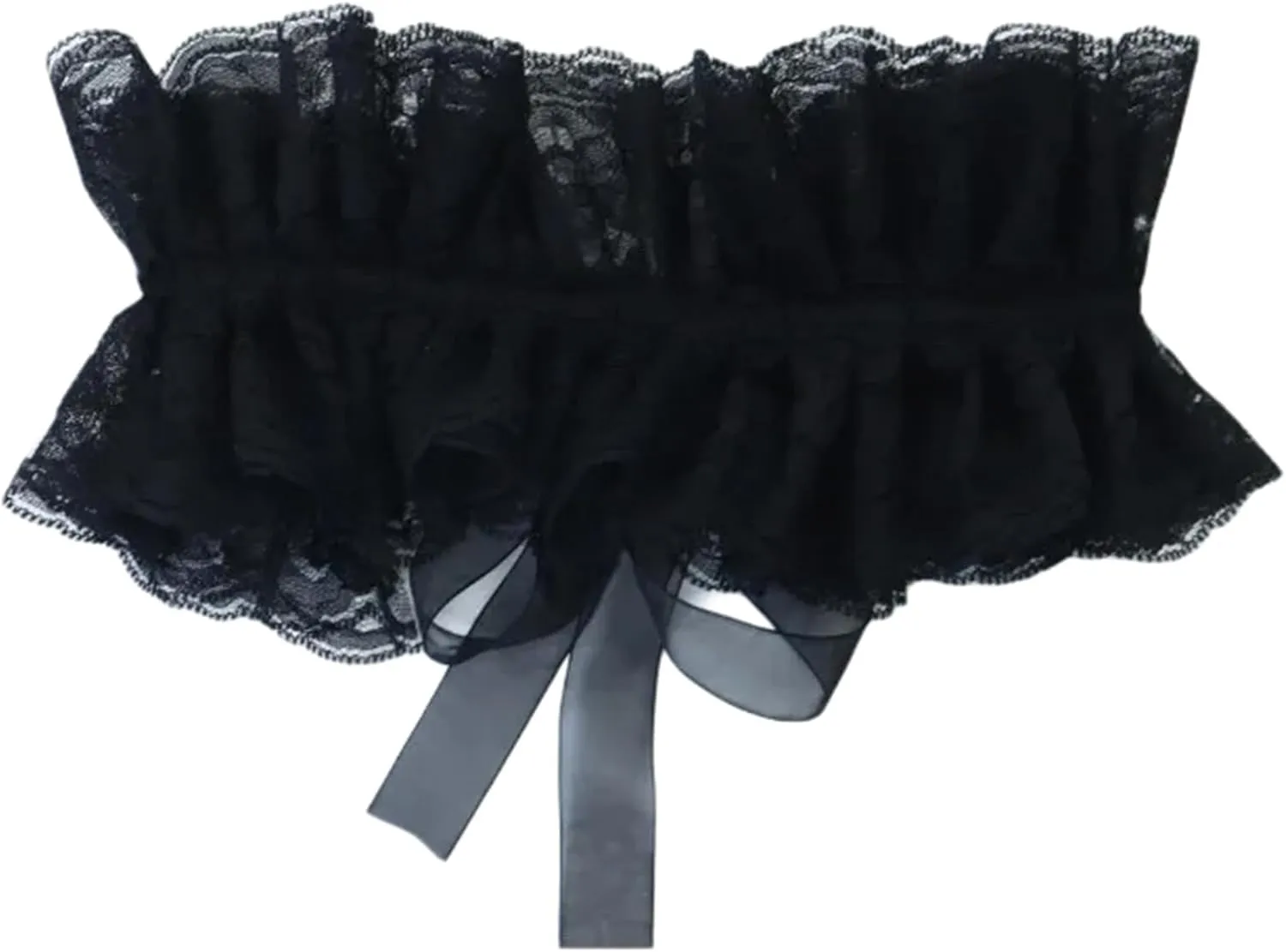 Double Layer Half Shirt Collar Ruffled Lace Layering False Collar Ties Up Chokers Renaissances Neck Ruff Shawl