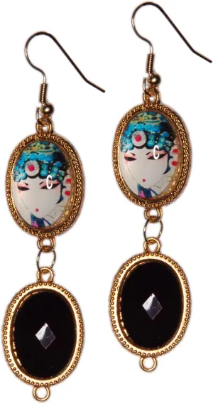 Earrings, Art Deco Lady Gold Plated Dangle Earrings with Crystal  Gift Bag