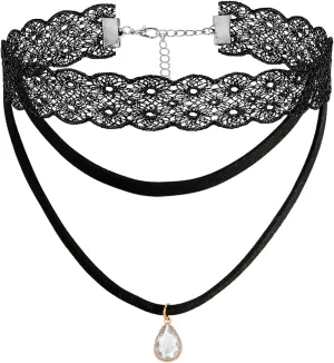 Eigso 6-10 Pcs Gothic Velvet Ribbon Chokers Necklaces for Women Men Gothic Tattoo Lace Adjustable Choker Set