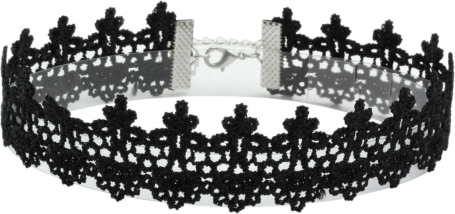 Eigso 6-10 Pcs Gothic Velvet Ribbon Chokers Necklaces for Women Men Gothic Tattoo Lace Adjustable Choker Set