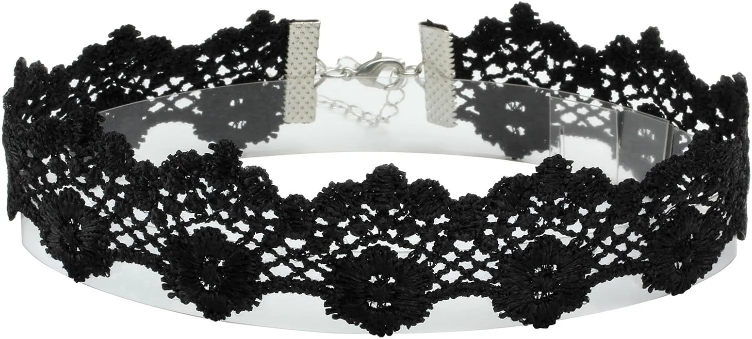 Eigso 6-10 Pcs Gothic Velvet Ribbon Chokers Necklaces for Women Men Gothic Tattoo Lace Adjustable Choker Set