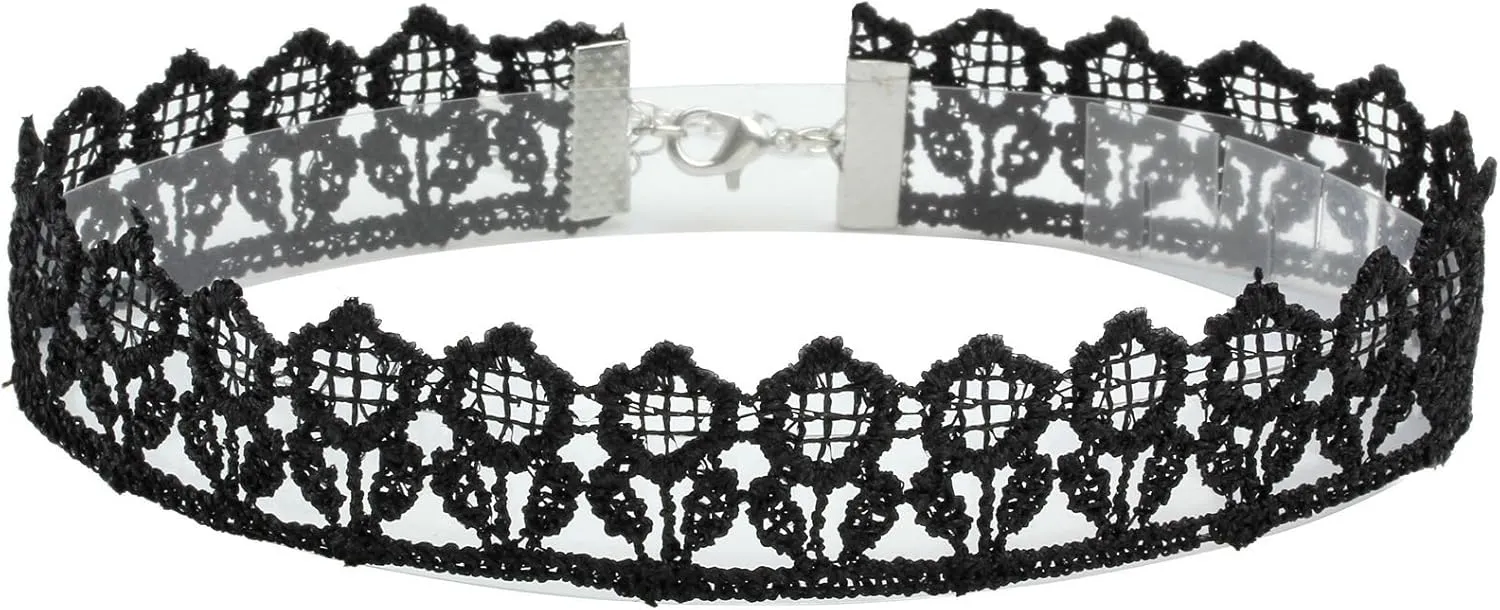 Eigso 6-10 Pcs Gothic Velvet Ribbon Chokers Necklaces for Women Men Gothic Tattoo Lace Adjustable Choker Set