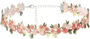 Embroidery Rose Necklaces Handmade Bohemia Lace Chokers Colorful Flower Clavicular Chain Fashion Classic Jewelry for Women Gift