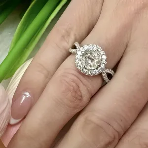 Engagement Promise Wedding Rings for Women - 1 Carat D Color VVS1 Round Crushed Ice Diamond, S925 Sterling Silver Rings 18K Gold Plated Women's Wedding Rings Promise Ring for Her, Diamond Rings Set