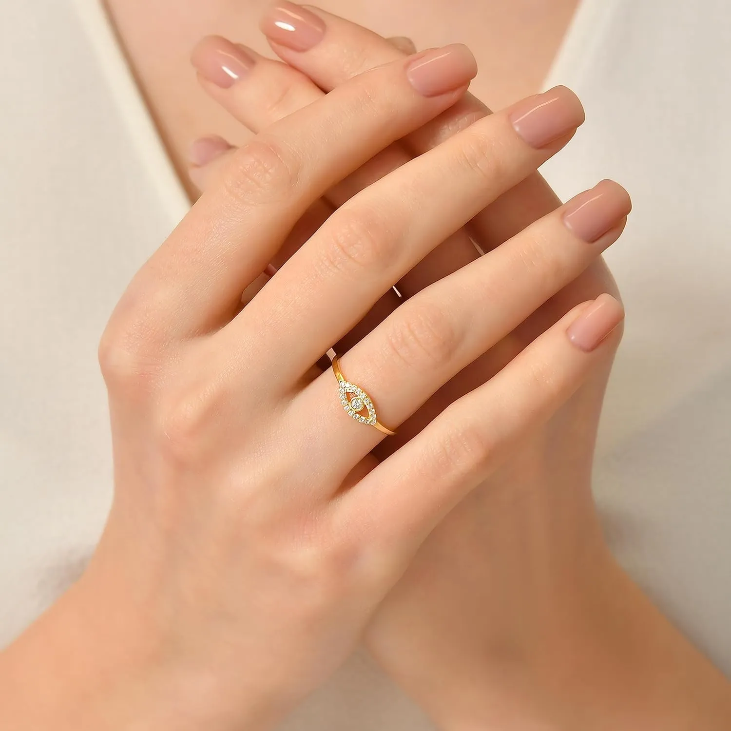 Evil Eye Rings for Women, Diamond 14K Gold Plated 925 Sterling Jewelry  Gold Rings for Women - Cubic Zirconia Pave Ring - Unique Eye Ring Design  Gifts for Women & Mom (14K Gold, 11 US)