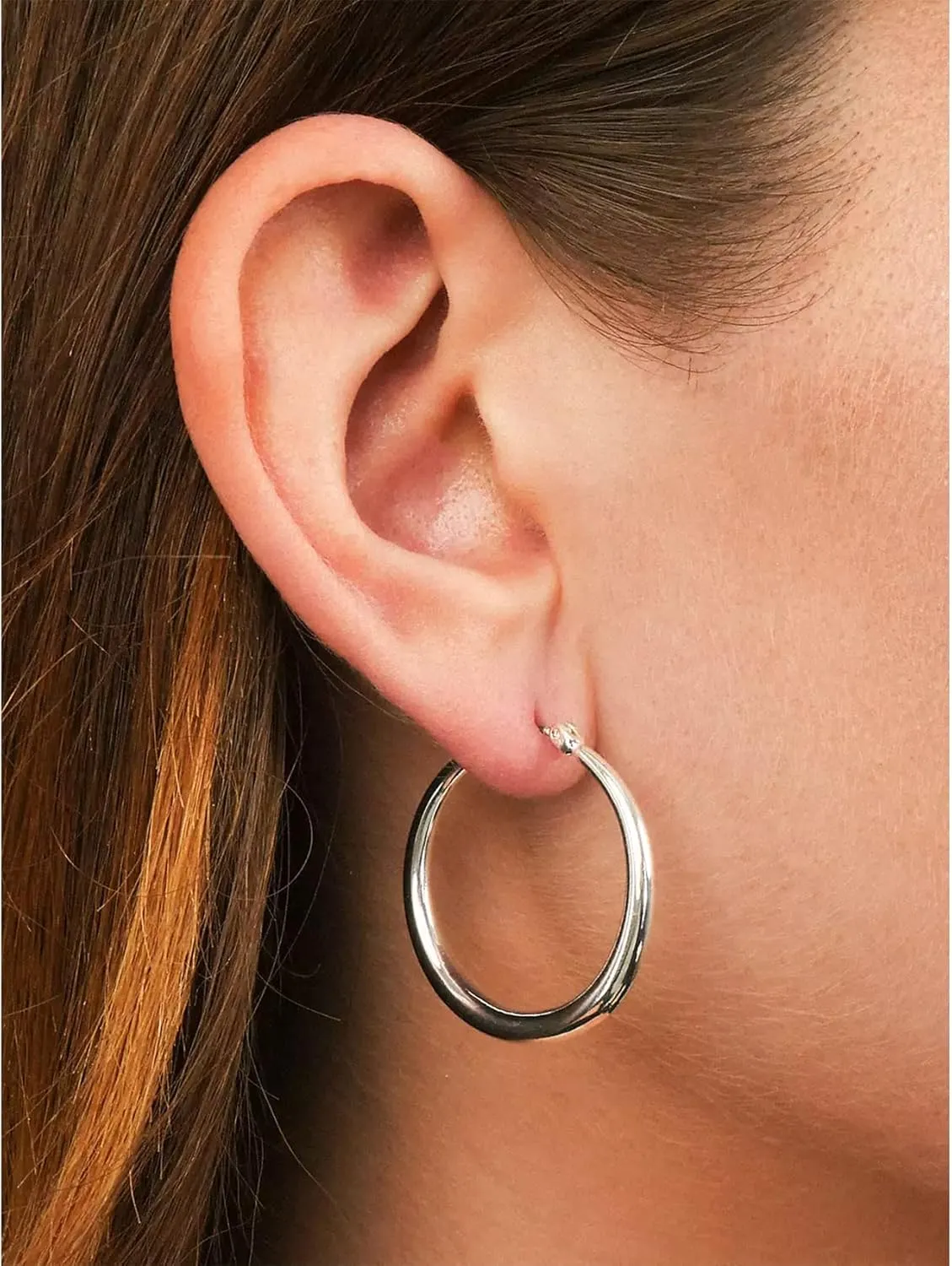 EXGOX Sterling Silver Hoop Earrings - Hypoallergenic, Lightweight, Chunky, 14K Real Gold Plated, Big Large Hoops for Women