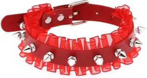 eYLun Women Goth Leather Choker, Lace Spike Rivet Punk Adjustable Collar Necklaces