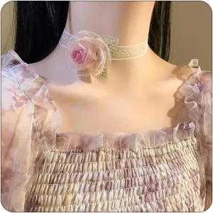 Flower Choker Necklace for Women Lace Choker Necklace Vintage Rose Floral Necklaces for Bride Wedding Jewelry