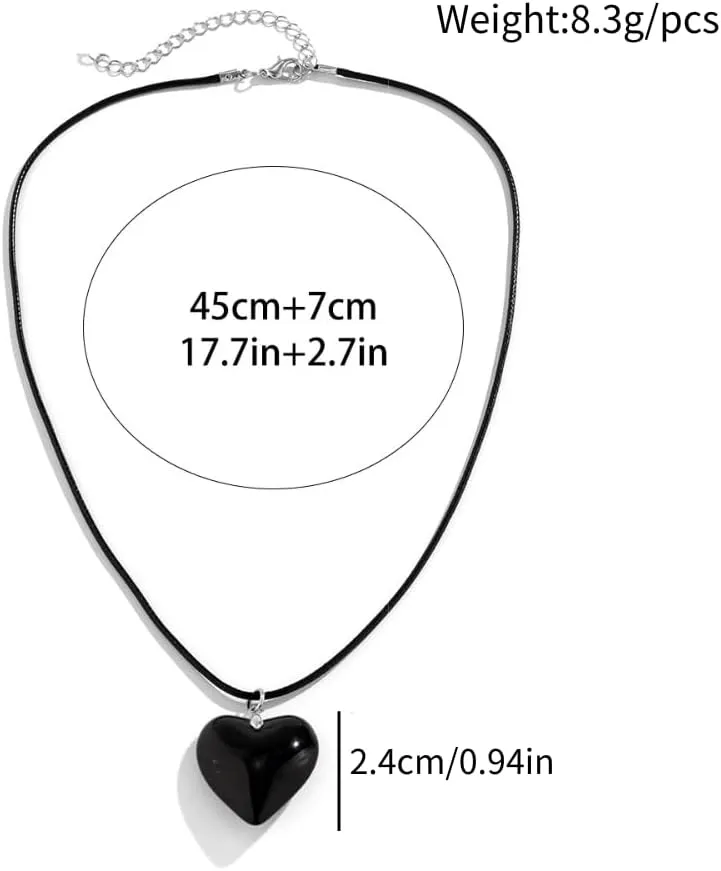 Fuqimanman2020 Y2K Big Heart Pendant Necklace Chunky Glass Puffy Heart Necklace Trendy Jewelry for Women