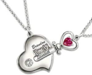 Getname Necklace Personalized Key to My Heart Couple Pendants Set Birthstone Engraved Necklace Sterling Silver 925 Valentine's Day Gifts