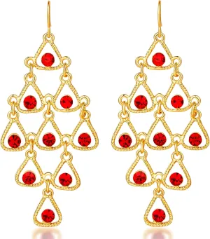 Gold Dangle Earrings for Women,Lightweight Drop Earrings,Gold Long Earrings for Women Dangling,Rhinestone Earrings of Fashion Jewelry for Women and Girls