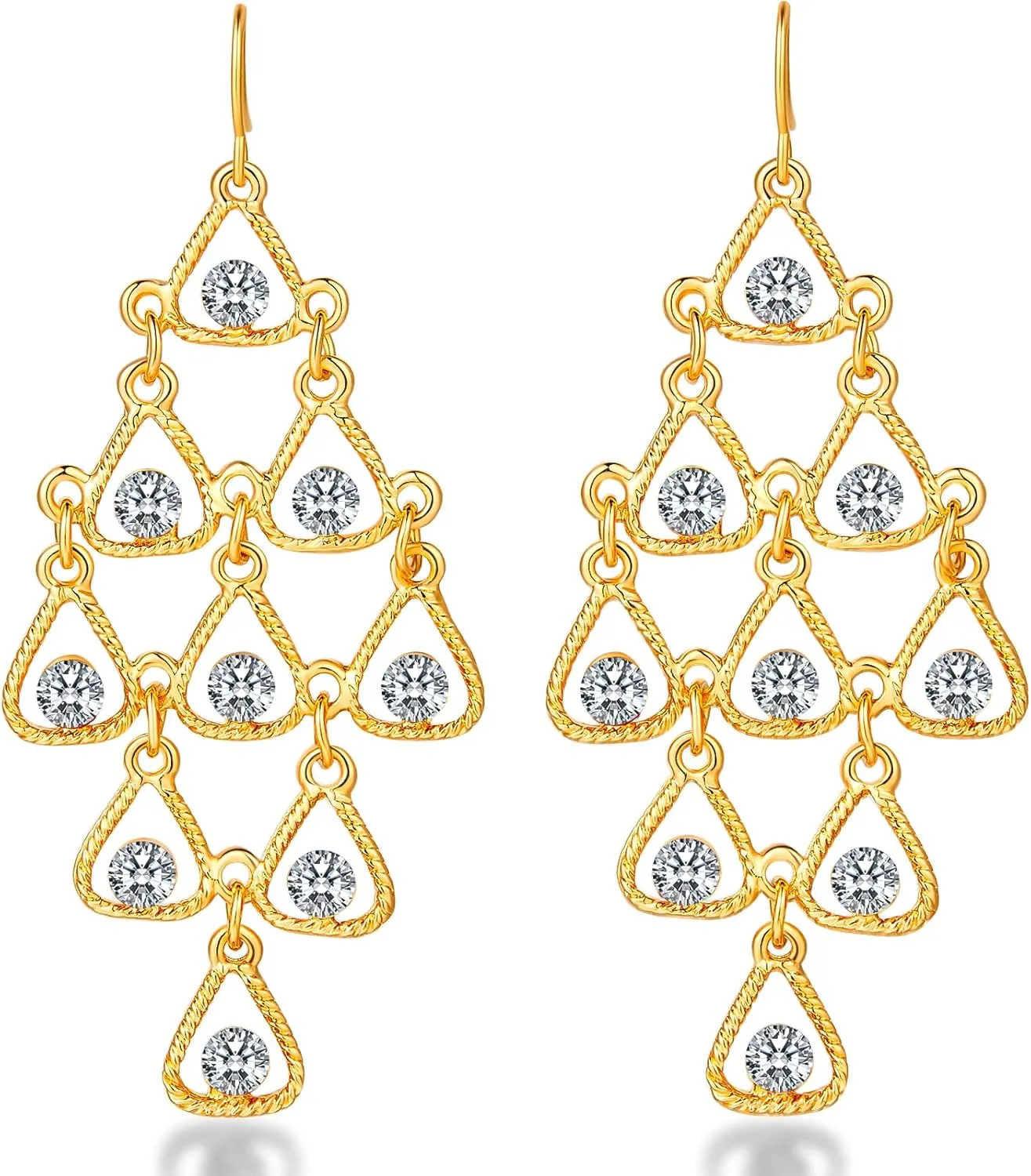 Gold Dangle Earrings for Women,Lightweight Drop Earrings,Gold Long Earrings for Women Dangling,Rhinestone Earrings of Fashion Jewelry for Women and Girls