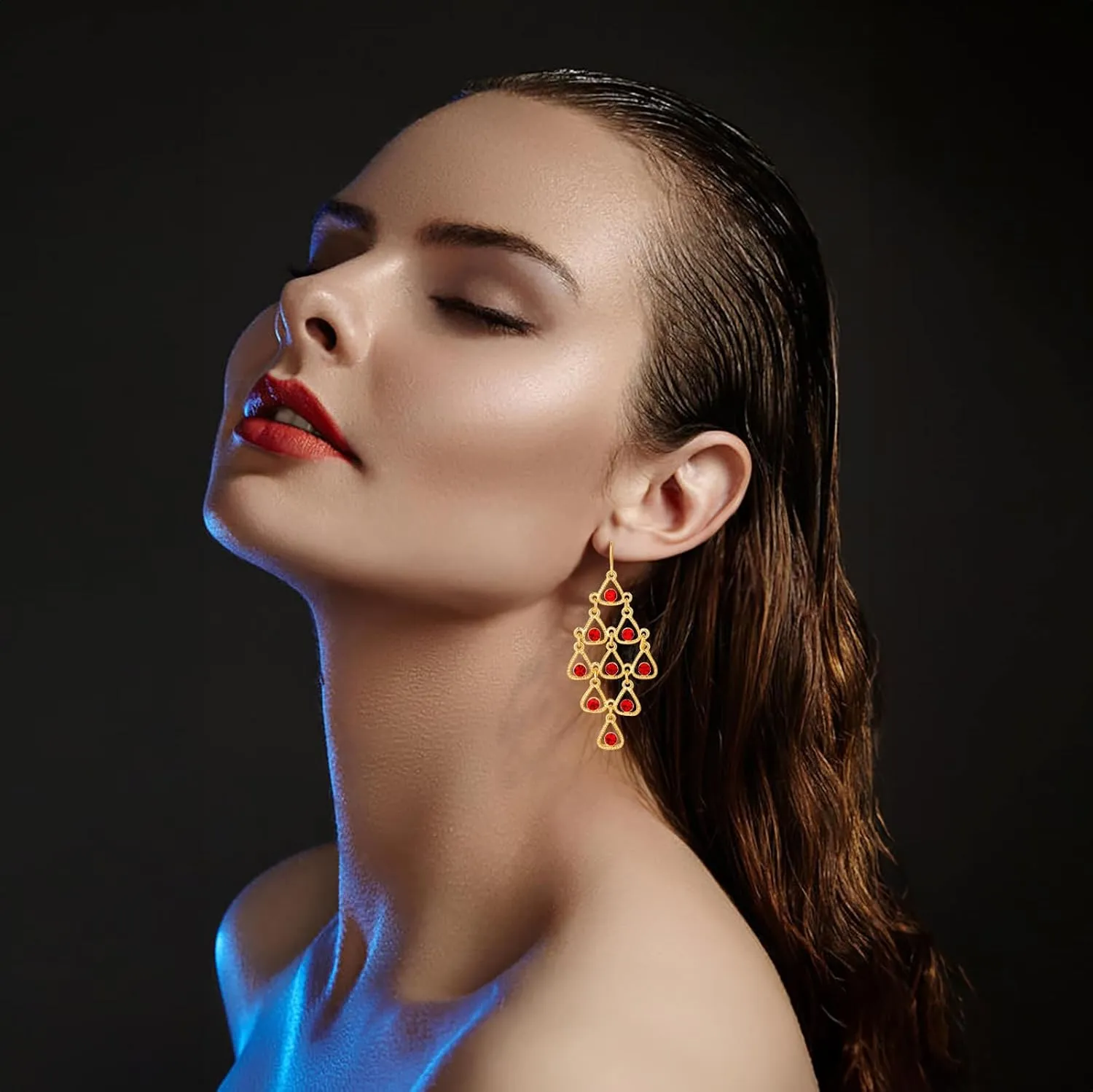 Gold Dangle Earrings for Women,Lightweight Drop Earrings,Gold Long Earrings for Women Dangling,Rhinestone Earrings of Fashion Jewelry for Women and Girls