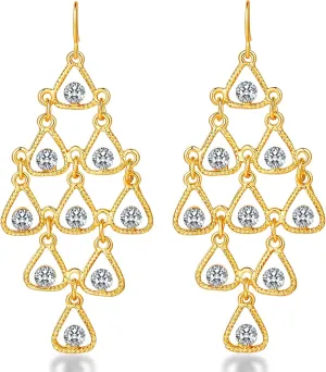 Gold Dangle Earrings for Women,Lightweight Drop Earrings,Gold Long Earrings for Women Dangling,Rhinestone Earrings of Fashion Jewelry for Women and Girls