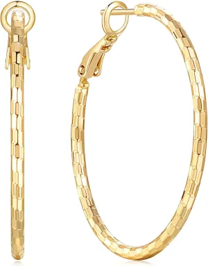 Gold Hoop Earrings for Women 14K Gold Earrings for Women Sparkling Design Hypoallergenic Lightweight Womens Earring Hoops 25 MM/30 MM/40 MM