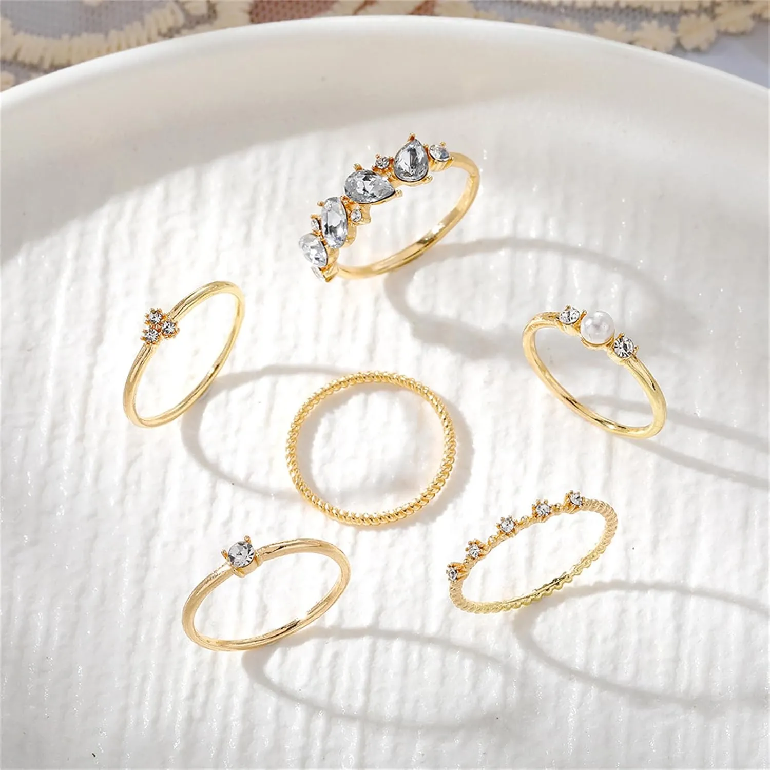 Gold Knuckle Rings Set for Women,Simple Dainty Stackable Finger Ring Pack Minimalist Cute Butterfly Moon Heart Rings Boho Statement Jewelry Size Mixed