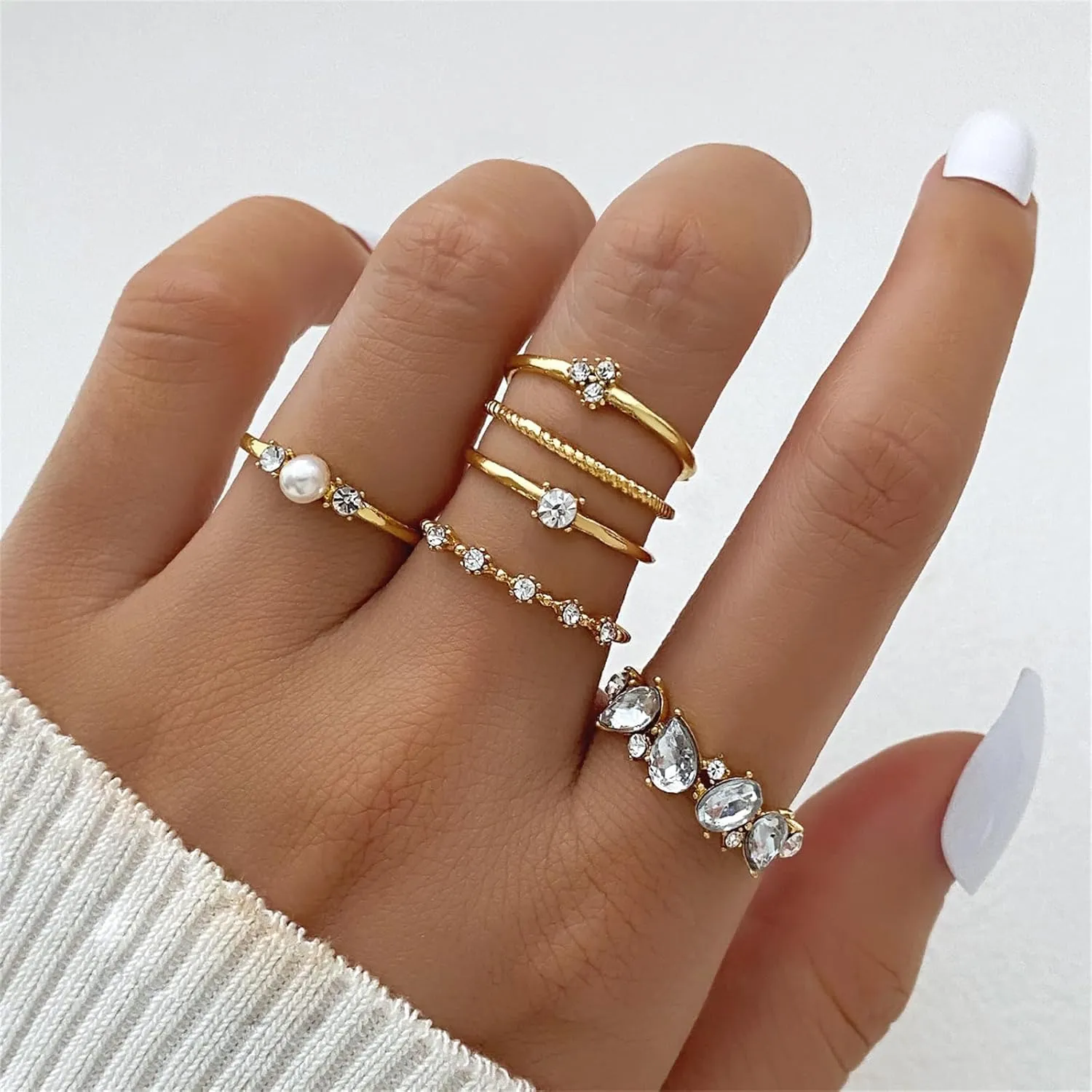 Gold Knuckle Rings Set for Women,Simple Dainty Stackable Finger Ring Pack Minimalist Cute Butterfly Moon Heart Rings Boho Statement Jewelry Size Mixed