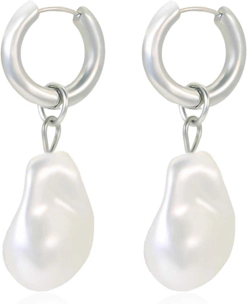 Gold Pearl Earrings For Women, Trendy Pearl Dangle Earrings Chunky Pearl Hoop Earrings Elegant Gold Hoop Earrings Bridal hoop earrings Earrings For Prom Wedding Party Earrings