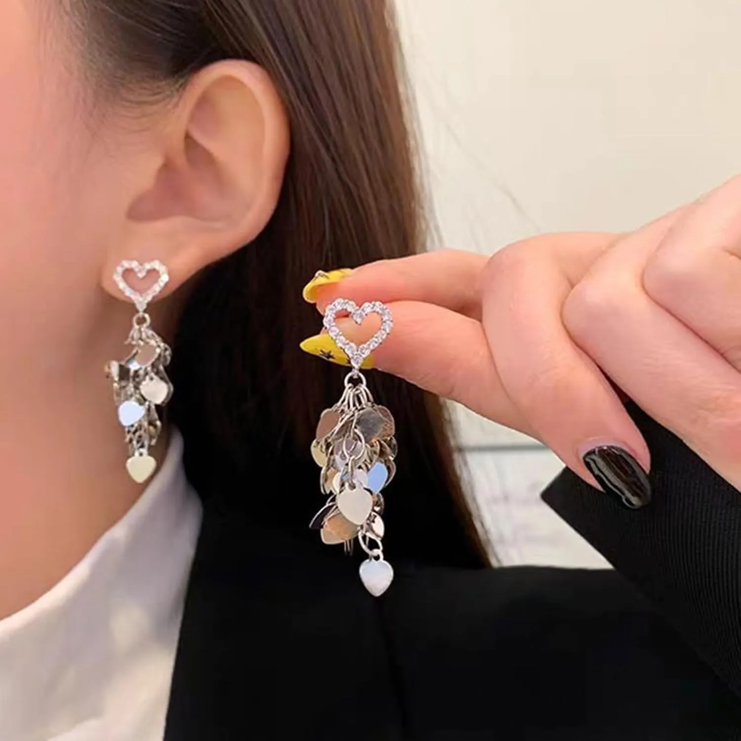 Gold Plated Dangle Earrings Sequin Metal Tassel Earrings Dainty Long Dangle Drop Earrings Gold Statement Earrings For Women Fashion Jewelry Party Prom Accessories