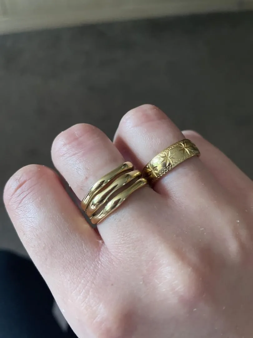 Gold Ring for Women - Gold Plated Stacking Waterproof & Sweatproof Jewerly Ring - Everday Non Tarnish Cute Fashion Circle Rings