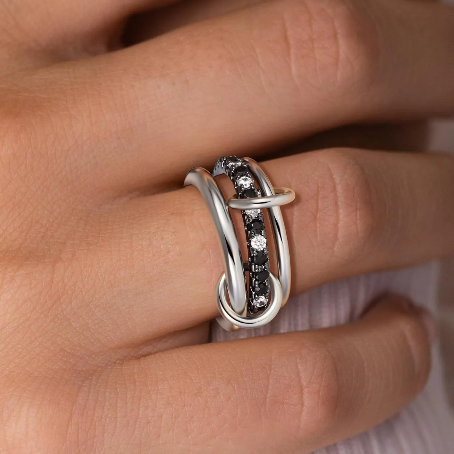 Gold Stackable Rings for Women, 14K Gold Plated Cubic Zirconia Rings, Silver Gold Multi Ring Mixed Metals Stackable Ring Set for Women Non Tarnish