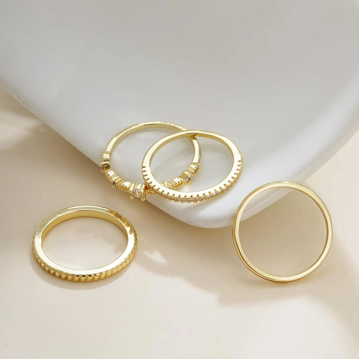 Gold Stackable Rings for Women - Dainty 14K Really Gold Plated Cross Stackable Rings Thumb Ring Set Trendy Statement Promise Wedding Bands Engagement Ring for Women