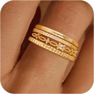 Gold Stackable Rings for Women - Dainty 14K Really Gold Plated Cross Stackable Rings Thumb Ring Set Trendy Statement Promise Wedding Bands Engagement Ring for Women