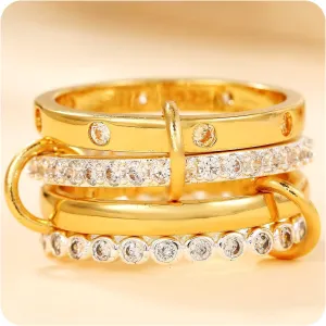 Gold Stackable Rings for Women Dainty Stackable 14K Gold Plated Cubic Zirconia Rings Non Tarnish Stackable Gold Knuckle Rings for Women Set Gifts (Size:78)