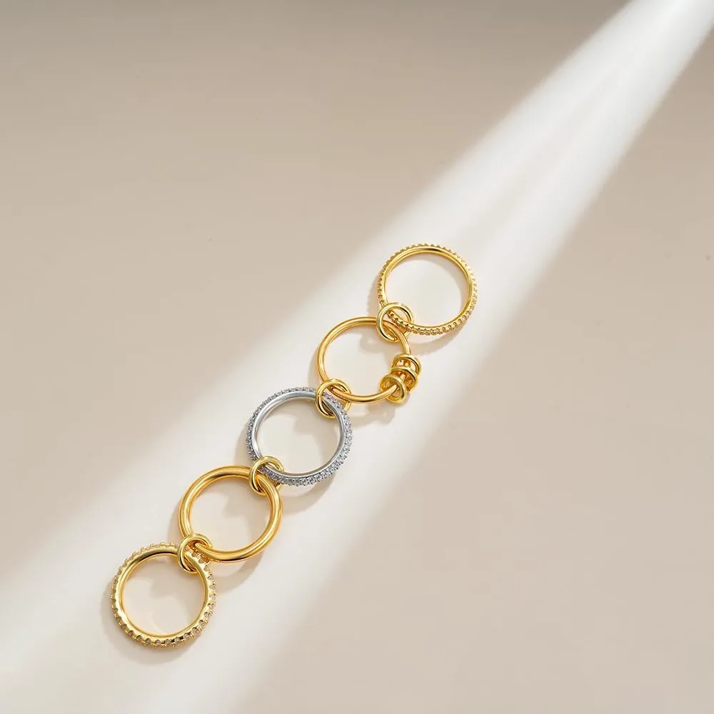 Gold Stackable Rings for Women Non Tarnish, 18K Gold Plated CZ Cubic Zircon Mixed Metals Multi Stack Rings Set Gold Jewelry